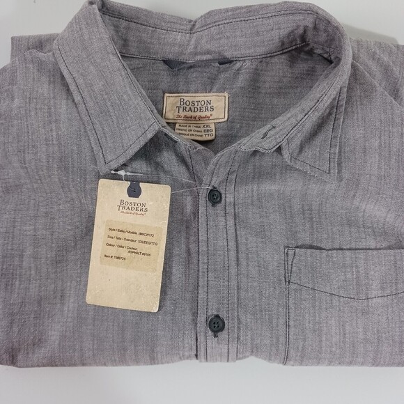 Boston Traders Men's XXL Short Sleeve Gray Button-down Shirt NEW - Picture 8 of 8